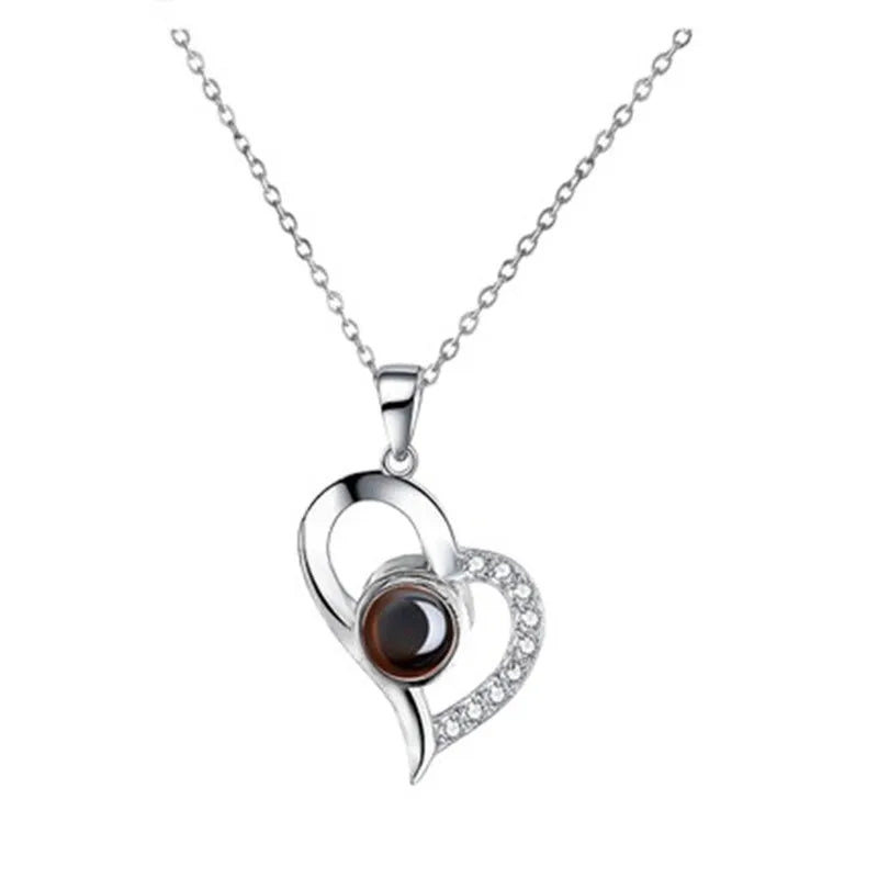 Heart Projection Necklace – Express Your Love in 100 Languages with a ...